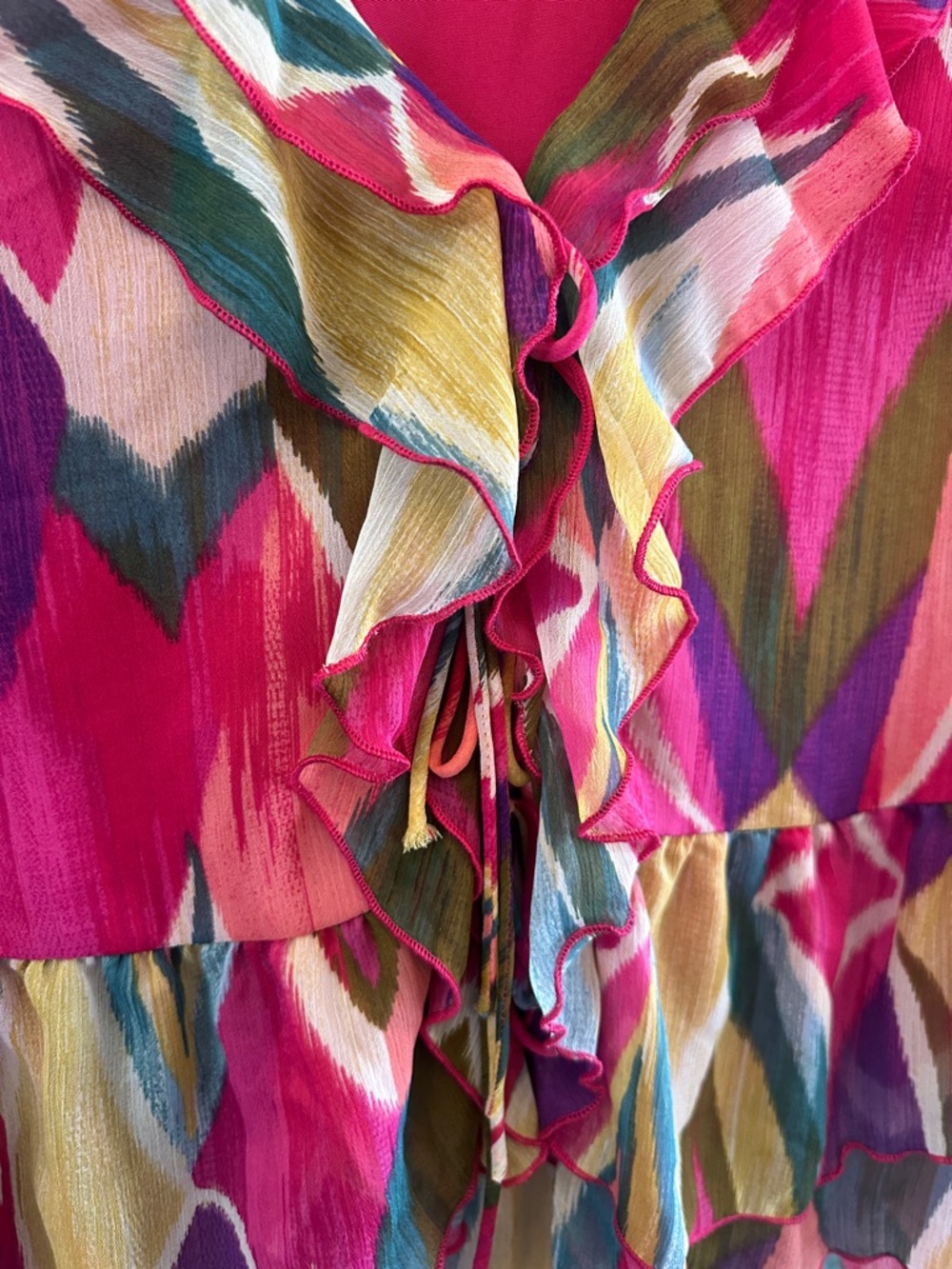 Haver + Blair London Colorful Ruffle Blouse Size M - Picture 5 of 10